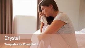  Presentation with cold plasma - PPT theme consisting of dependency - woman suffering from cold sitting background and a coral colored foreground