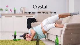  Presentation with party - Audience pleasing presentation theme consisting of dependency - young drunk handsome man backdrop and a light gray colored foreground