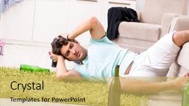  Presentation with party - Theme enhanced with dependency - young drunk handsome man background and a yellow colored foreground