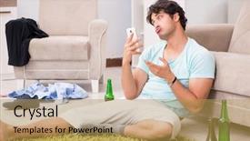  Presentation with mobil home park - Amazing presentation having dependency - young drunk handsome man backdrop and a  colored foreground