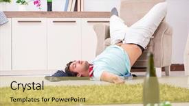  Presentation with mobil home park - Amazing presentation theme having dependency - young drunk handsome man backdrop and a  colored foreground