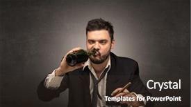  Presentation with free - Slide set enhanced with dependency - young drunk man at his background and a wine colored foreground