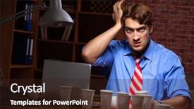  Presentation with employee working in industry - Presentation theme with dependency - young employee drinking coffee working background and a wine colored foreground