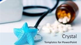  Presentation with medical desk - Colorful PPT theme enhanced with depiction - closeup of a blue plastic backdrop and a light blue colored foreground