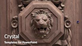  Presentation with dwelling - PPT layouts with depiction - lion depicted in the wooden background and a tawny brown colored foreground
