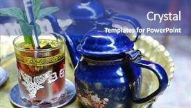  Presentation with mint - Colorful slide set enhanced with depiction - mint tea set in khan backdrop and a ocean colored foreground