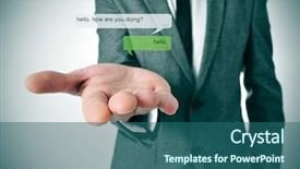  Presentation with instant messaging - Presentation design with depiction of an instant messaging background and a ocean colored foreground