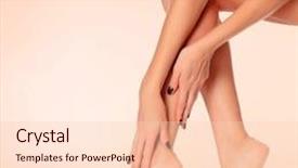  Presentation with skin - Slide set consisting of depilation woman touches her shin background and a lemonade colored foreground