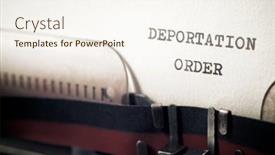  Presentation with order - Presentation consisting of deportation-order-phrase-written background and a cream colored foreground