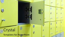  Presentation with locker room - Colorful slide set enhanced with deposit - interior of a locker room backdrop and a yellow colored foreground