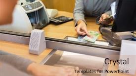  Presentation with deposit - Audience pleasing PPT theme consisting of deposit - people withdrawal money saving backdrop and a coral colored foreground