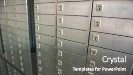  Presentation with bank - PPT theme with deposit - safety closets in bank background and a gray colored foreground