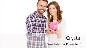  Presentation with bank inspection - Slides having deposit relationship - portrait of happy young couple background and a sky blue colored foreground