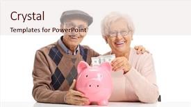  Presentation with senior couple - Slide deck enhanced with deposit relationship - senior couple putting money background and a lemonade colored foreground