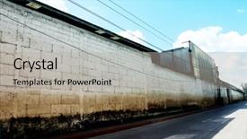  Presentation with industrial - Amazing PPT theme having depot - industrial bulding or factory outside backdrop and a light gray colored foreground