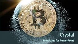  Presentation with crypto - Slide deck with depreciation - bitcoin coin in a soap background and a ocean colored foreground