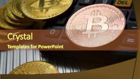  Presentation with bitcoins - Beautiful slide deck featuring depreciation - bitcoins and calculator backdrop and a tawny brown colored foreground