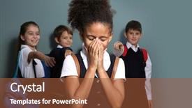  Presentation with african children - Cool new slide deck with depresion - children bullying african-american girl backdrop and a tawny brown colored foreground