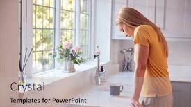  Presentation with depressed - Slide set with depressed-and-unhappy-mature-woman background and a mint green colored foreground