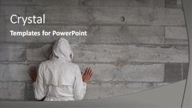  Presentation with corona virus - Beautiful presentation theme featuring depressed-anxious-young-woman-suffering backdrop and a gray colored foreground