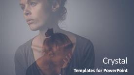  Presentation with mental disorders - PPT theme featuring depressed-anxious-young-woman-suffering background and a dark gray colored foreground