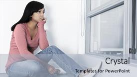  Presentation with black woman - Theme enhanced with depressed black woman sitting background and a light blue colored foreground