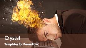  Presentation with reflecting - Slide deck having depressed businessman banging his head background and a tawny brown colored foreground