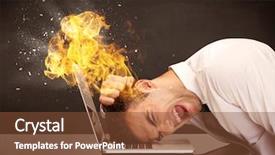  Presentation with anatomical head - Presentation theme having depressed businessman banging his head background and a  colored foreground