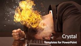  Presentation with reflecting - Presentation theme having depressed businessman banging his head background and a  colored foreground