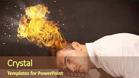  Presentation with anatomical head - Theme having depressed businessman banging his head background and a  colored foreground