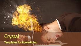  Presentation with depressed - Amazing theme having depressed businessman banging his head backdrop and a  colored foreground