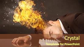  Presentation with reflecting - Cool new PPT theme with depressed businessman banging his head backdrop and a  colored foreground