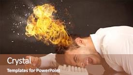  Presentation with depressed - Amazing slides having depressed businessman banging his head backdrop and a red colored foreground