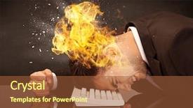  Presentation with depressed - PPT theme enhanced with depressed businessman banging his head background and a tawny brown colored foreground