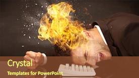  Presentation with reflecting - PPT theme featuring depressed businessman banging his head background and a  colored foreground