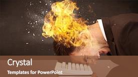  Presentation with head and neck - PPT theme consisting of depressed businessman banging his head background and a  colored foreground