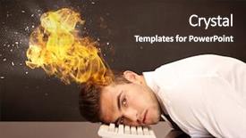  Presentation with depressed - Theme featuring depressed businessman banging his head background and a  colored foreground