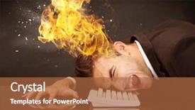  Presentation with head and neck - Audience pleasing slide set consisting of depressed businessman banging his head backdrop and a  colored foreground