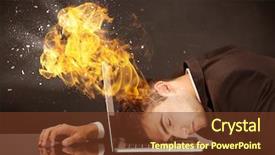  Presentation with reflecting - Slide set consisting of depressed businessman banging his head background and a  colored foreground