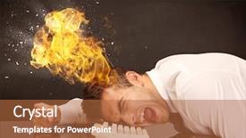  Presentation with depressed - Presentation design consisting of depressed businessman banging his head background and a red colored foreground
