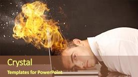  Presentation with depressed - Slide set with depressed businessman banging his head background and a  colored foreground