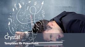  Presentation with 3d illustration abstract concept - Slides enhanced with depressed businessman resting his head background and a  colored foreground