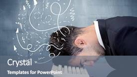  Presentation with depressed - Slide deck with depressed businessman resting his head background and a gray colored foreground