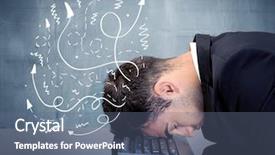  Presentation with 3d illustration abstract concept - Cool new slides with depressed businessman resting his head backdrop and a  colored foreground