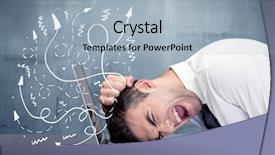  Presentation with depressed - Theme consisting of depressed businessman resting his head background and a  colored foreground