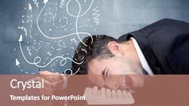  Presentation with depressed - Slide deck consisting of depressed businessman resting his head background and a  colored foreground