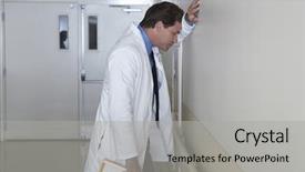  Presentation with wall partition - Presentation theme consisting of depressed doctor leaning against wall background and a light gray colored foreground