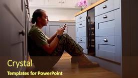  Presentation with ptsd - PPT theme featuring depressed-female-soldier-suffering background and a tawny brown colored foreground