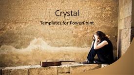  Presentation with street art bricks - Amazing slide set having depressed girl - lone street artist against stonewall backdrop and a coral colored foreground