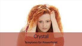  Presentation with woman sad - Theme consisting of depressed girl - sad business woman sitting behind background and a red colored foreground